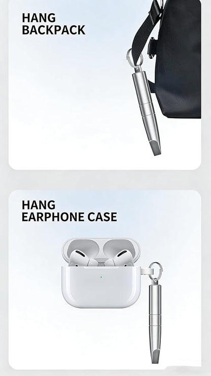 2PCs 3-in-1 Cleaning Brush Mobile Phone Card pin Keychain sim Battery Compartment Multi-Function Cleaning Brush handset Cleaning (Black+Silver)