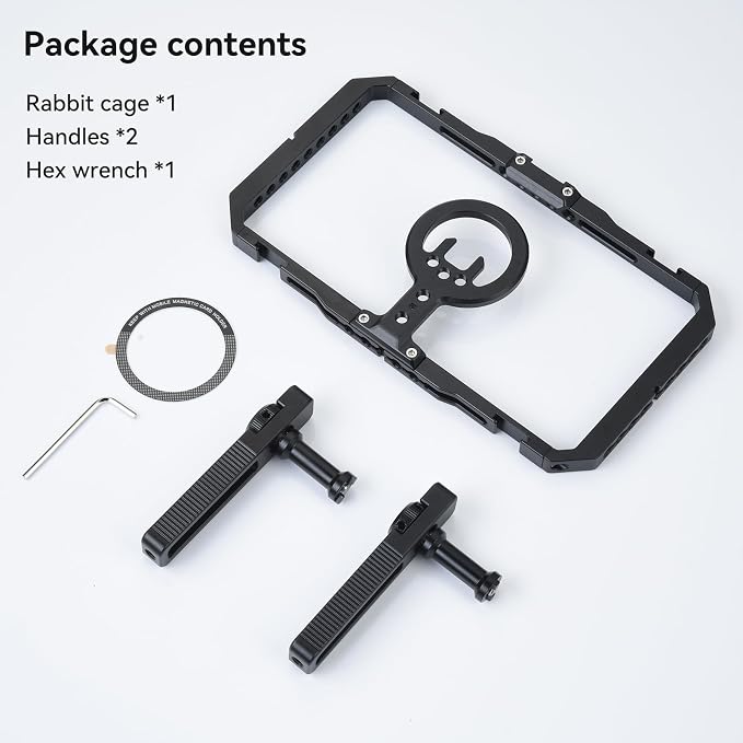 UTEBIT Universal Quick Release Phone Cage, Smartphone Video Rig Kit with Handles, Aluminum Handheld Filmmaking Vlogging Case Stabilizer for Videomaker, for iPhone 17/16/15, for Android Phones, Samsung
