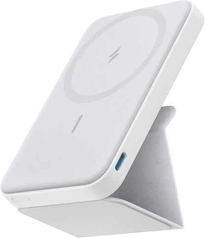 Anker 622 Magnetic Battery (MagGo), 5,000mAh Foldable Magnetic Wireless Portable Charger with Stand and USB-C Port (On the Side), Magsafe-Compatible for iPhone 16/15/14/13 Series