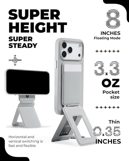 MOFT Phone Tripod Wallet x Tombogo for iPhone, Mulit-Angles, Lightweight & Portable Phone Stand, MOVAS Vegan Leather Phone Wallet, Strong Magnets, NFC Card Holder, Cement (with Card Slot)