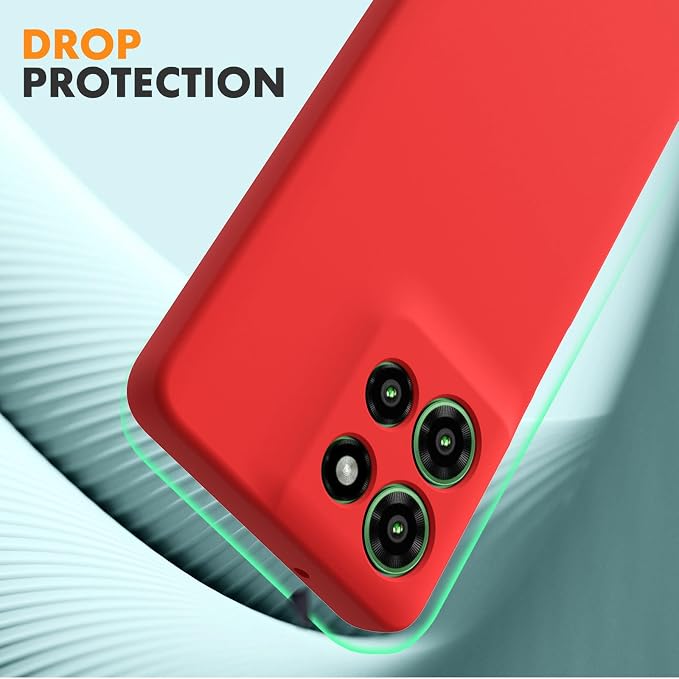 Case for Motorola Moto G Power (2025), 2 Pack Tempered Glass Screen Protectors, Soft TPU Silicone Shockproof Case-Red