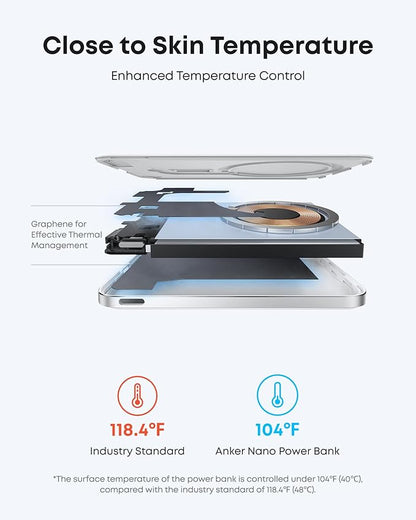 Anker Nano MagSafe Power Bank, Ultra-Slim 5,000mAh Magnetic Wireless Charging Battery, Qi2 Certified 15W Max MagSafe-Compatible Portable Charger, Ergonomic Design, for iPhone Air/17/16 Series