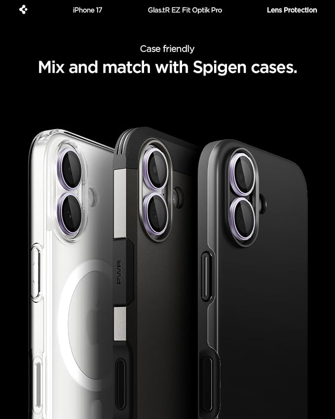Spigen Camera Lens Screen Protector [GlasTR EZ Fit Optik Pro] Designed for iPhone 17 [Case Friendly] - Lavender [2 Pack]