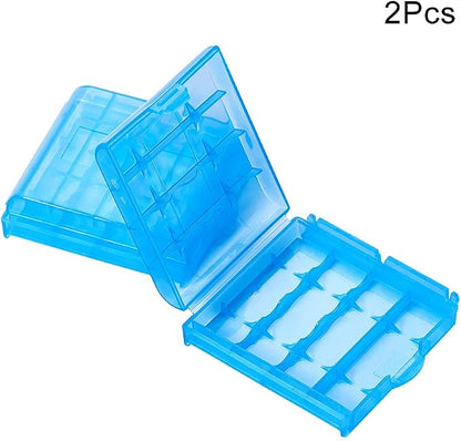 Heyiarbeit 4 x AA/AAA Battery Storage Case Holder Organizer Box Blue 2Pcs
