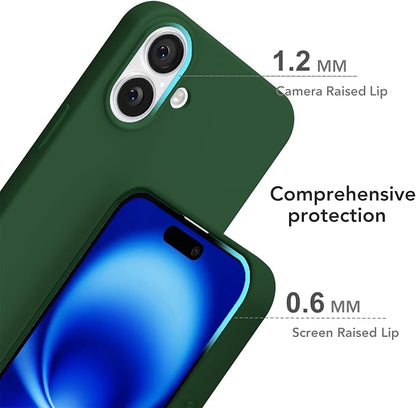 for iPhone 16 Case Silicone Compatible with Magsafe Case, Ultra Slim Thin Magnetic Phone Cases Mag Safe, Cute Soft Rubber Gel TPU Matte Plain Wireless Charging Cover for Women, Dark Green