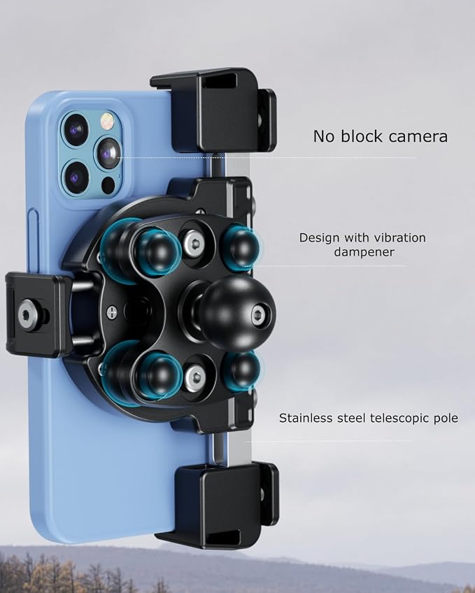 Kewig Motorcycle Phone Mount with Vibration Dampener & Not Block Camera, Safely Anti-Theft Motorycle Phone Holder Handlebar Cellphone Mount for Bike Motorcycle Scooter ATV/UTV Fit 5.4-7.2" Phone