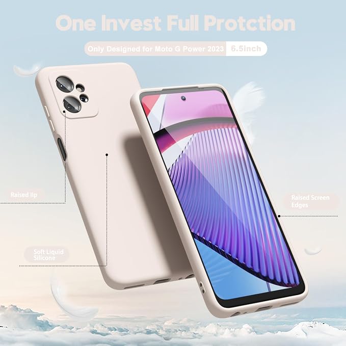 oakxco for Motorola Moto G Power 5G 2023 Phone Case Liquid Silicone, Thin Slim Soft Rubber Gel TPU Plain Simple Cover for Women Girl Cute, Matte Solid Color, Beige