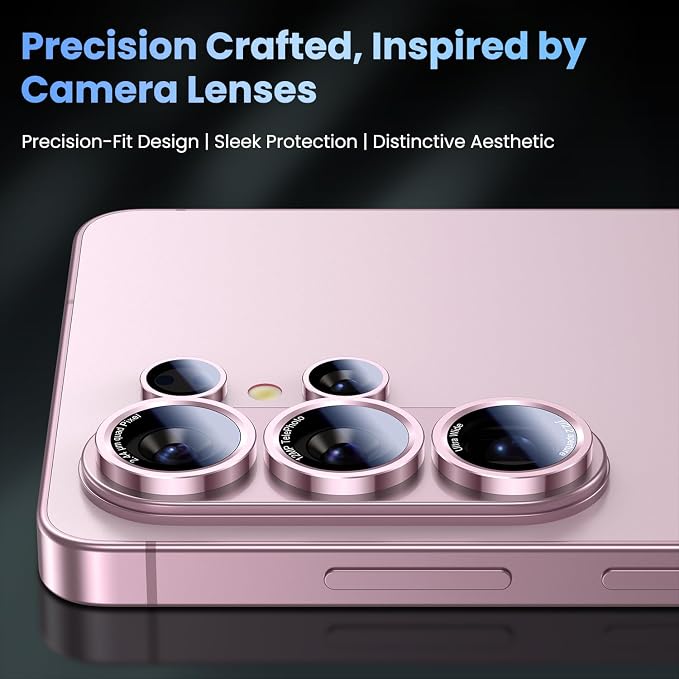 Uyiton for Samsung Galaxy S26 Ultra Camera Lens Protector - [Case-Friendly][Not Easy to Break][Ultra-Thin] Military-Grade Tempered Glass with Aluminum Metal Rear Camera Screen Cover - Pink