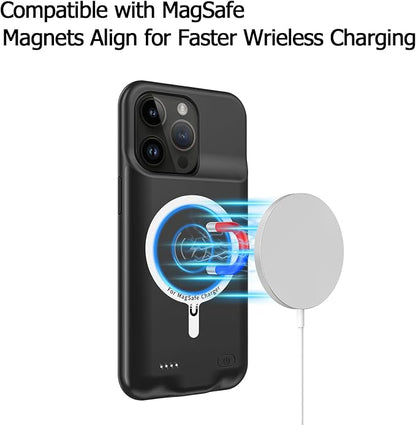 Battery Case for iPhone 14 Pro, Upgraded 10000mAh Battery Pack Rechargeable Charger Case with Carplay Wireless Charging Compatible for iPhone 14 Pro (6.1 inch) External Battery Charging Cover(Black)