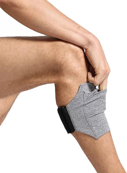 Cell Phone Leg Band Equestrian Riders On The Leg Cell Phone Holder for Calf, Running Workout Armband Strap Pouch for Jogger for iPhone 15/14/13/12/11 X Xs 7/8 Plus, Galaxy S9/8/7/6, Gray, Large