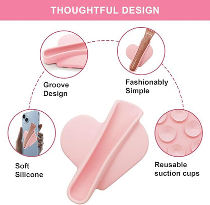 Heart Shape Suction Cup Phone Case Lip Gloss Holder,Lip Gloss Holder Can be Repeatedly Disassembled and Assembled for Most Phone Models(Black)
