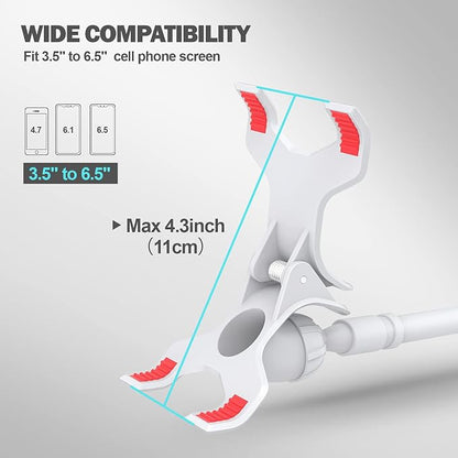 Gooseneck Phone Holder for Bed, Flexible Lazy Arm Mount 360 Adjustable Mobile Phone Clamp Bracket Stand Desk for iPhone 12 Mini 13 12 Pro 11 Pro Xs Max XR X 8 7 6 Plus, Samsung S20 S10 S9, Smartphones