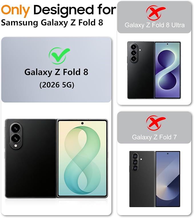 SPIDERCASE for Samsung Galaxy Z Fold 8 Case,Built-in [Screen Protector] [Hinge Protection] [Kickstand] Full Body Protective Phone Case for Galaxy Z Fold 8 - Black