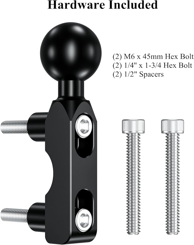 BRCOVAN Aluminum Alloy Mount Base with 1'' TPU Ball for Motorcycle Brake/Clutch Reservoir Compatible with RAM Mounts B Size 1'' Ball Double Socket Arm & Bike Motorcycle Phone Holder