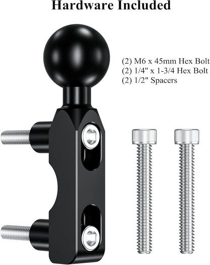 BRCOVAN Aluminum Alloy Mount Base with 1'' TPU Ball for Motorcycle Brake/Clutch Reservoir Compatible with RAM Mounts B Size 1'' Ball Double Socket Arm & Bike Motorcycle Phone Holder