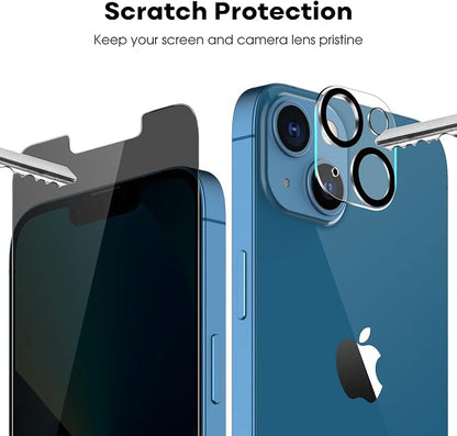 JETech Privacy Screen Protector for iPhone 13 6.1-Inch with Camera Lens Protector, Anti-Spy Tempered Glass Film, Easy Installation Tool, 2-Pack Each