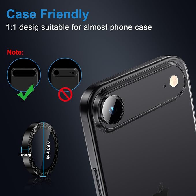 AFARER Camera Lens Protector for iPhone 17Air,[Does not Affect Night Shots][Strong Adsorption][Not Easy to Break] 9H Ultra-tough HD Individual Tempered Glass, Anti-Scratch,Case Friendly Glitter Pink