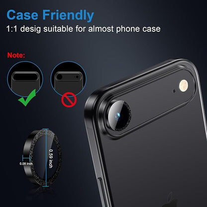 AFARER Camera Lens Protector for iPhone 17Air – Individual 9H Tempered Glass, Bling Metal Ring, HD Clear & Case Friendly [Strong Adsorption] [Does not Affect Night Shots] (Glitter Purple)