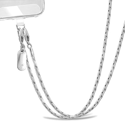 Phone Lanyard for Cellphone Case Crossbody Phone Strap Detachable Phone Charms Strap Anti Theft Necklace Holder for iPhone For Women(silver)