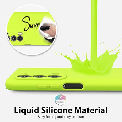 oakxco for Motorola Moto Edge 2021/Edge 2021 5G UW Phone Case Liquid Silicone, Neon Bright Solid Color, Thin Slim Soft Rubber Gel Matte TPU Plain Simple Cover for Women Girl Cute, Lime Neon Green