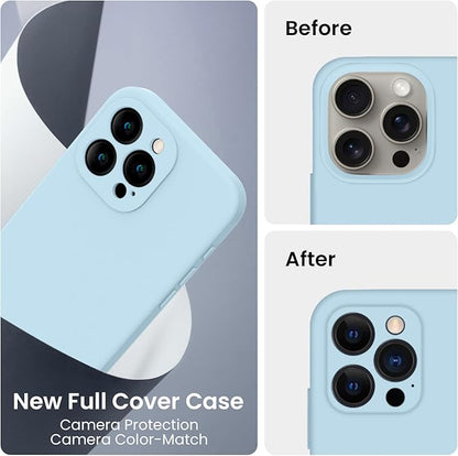 FireNova Designed for iPhone 16 Pro Case, Silicone Upgraded [Camera Protection] Phone Case, Soft Anti-Scratch Microfiber Lining Inside, 2024, Sky Blue