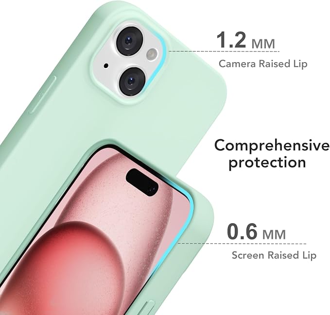 for iPhone 15 Case Silicone Compatible with Magsafe Case, Ultra Slim Thin Magnetic Phone Cases Mag Safe, Cute Soft Rubber Gel TPU Matte Plain Wireless Charging Cover for Women, Mint Green
