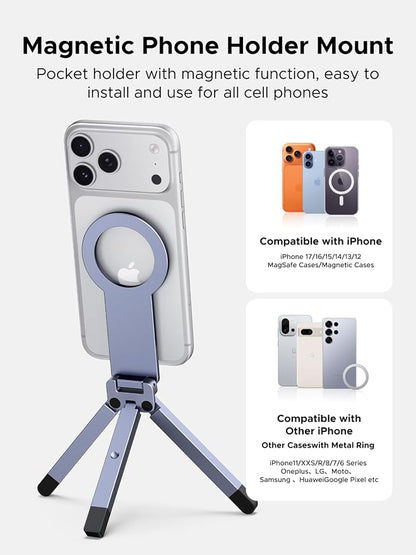 UGREEN for Magsafe Tripod 360° Rotating Adjustable Magnetic Phone Stand for 1/4'' Screw Port Compatibility with iPhone 17 16 15 14 13 12 Pro Max Air, Cell Phone StandTravel Essentials Accessories