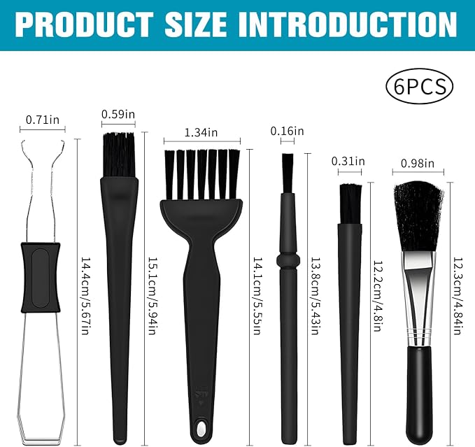 6PCS Keyboard Brush Cleaner Kit with Keycap Puller & Switch Puller, PP Handle Nylon Small Space Dust Removal Anti Static Brush for Computer Keyboard Electrical Appliance Seam Motherboard Camera