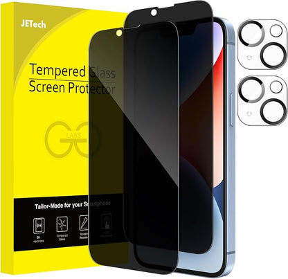 JETech Privacy Full Coverage Screen Protector for iPhone 14 6.1-Inch with Camera Lens Protector, Anti-Spy Tempered Glass Film, 2-Pack Each