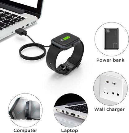 Compatible with COOSPO HW807 Heart Rate Armband Charger, 2 Pin Magnetic USB Replacement Charging Compatible with COOSPO Heart Rate Monitor Armband HW706 / HW807 /HW702 (2 Pack-Black+Black)