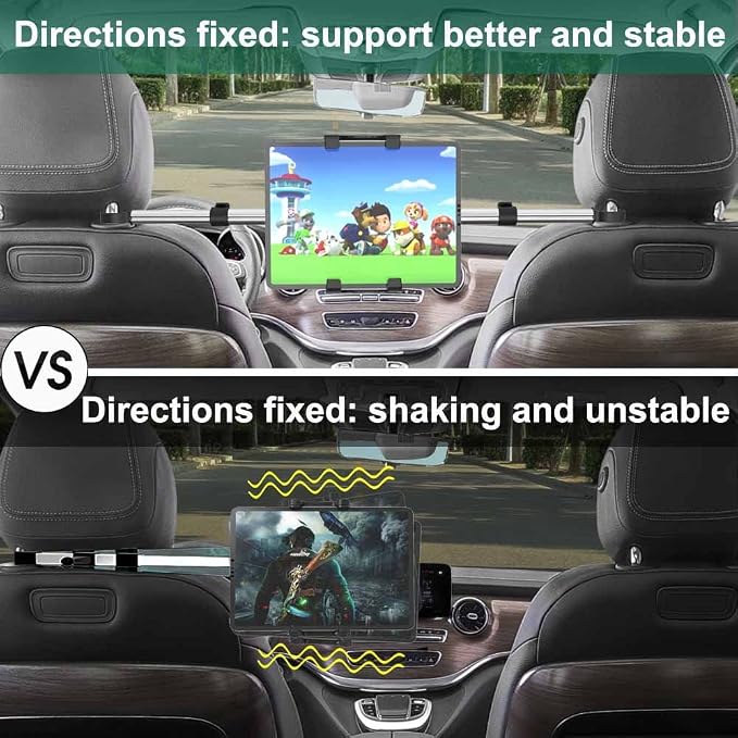woleyi Car Tablet Mount, Headrest Tablet Holder for 4.7-13 in iPad Smartphone, Car Back Seat Between Tablets Stand for iPad Pro Air Mini, Samsung Tab, Fire HD, Long Road Trip Essentials for Kids