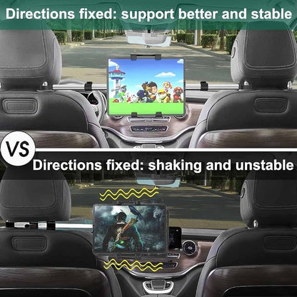 woleyi Car Tablet Mount, Headrest Tablet Holder for 4.7-13 in iPad Smartphone, Car Back Seat Between Tablets Stand for iPad Pro Air Mini, Samsung Tab, Fire HD, Long Road Trip Essentials for Kids