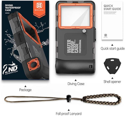 2026 Underwater Snorkeling Diving Phone Case for Phone 17/16/15/14/13/12Pro Max/Galaxy S25/S24/S23.(50ft/15m) Professional Scuba Dive Waterproof Case Underwater Photo Video（Black）