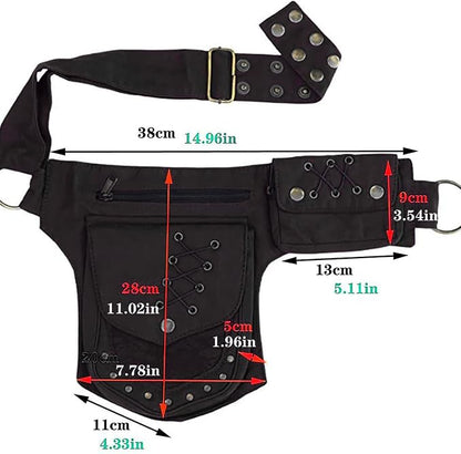 Women Waist Bag Fanny Bag Renaissance Faire Festival Chest Pack with Adjustable Belt Fashion Hip Bum Bag for Running Hiking 00/Black