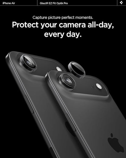 Spigen Camera Lens Screen Protector [GlasTR EZ Fit Optik Pro] Designed for iPhone Air [Case Friendly] - Black [2 Pack]