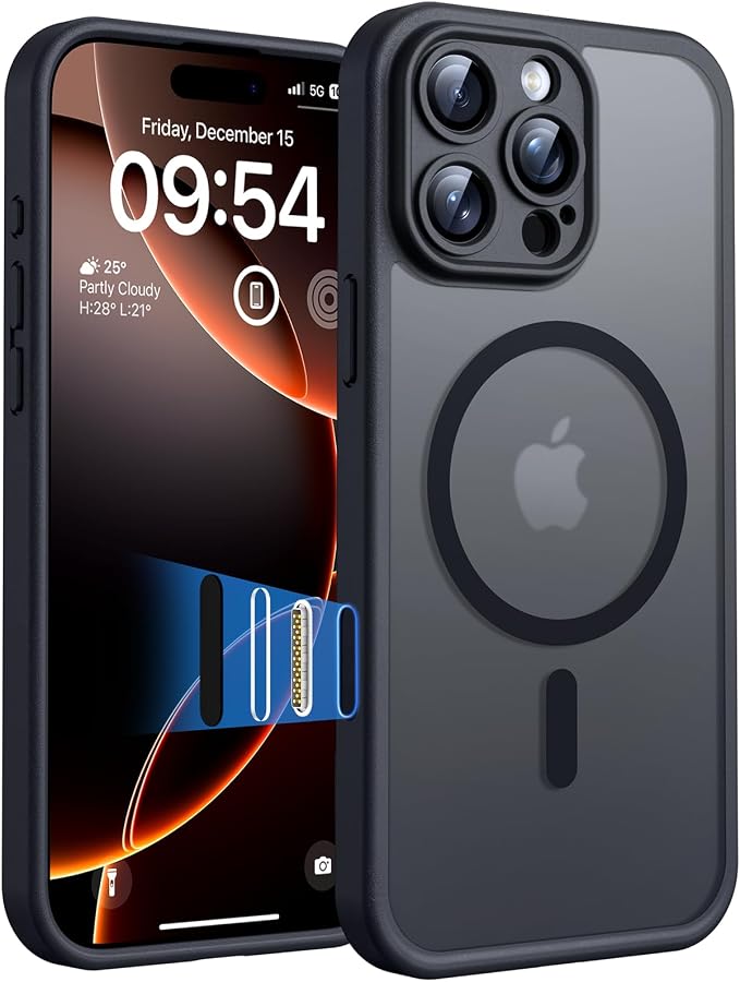 TOCOL for iPhone 16 Pro Case with Camera Control Capture Button, Compatible with Magsafe Charger, Built-in Magnetic Ring, Translucent Matte Phone Case for iPhone 16 Pro 6.3 inch (Key Black)