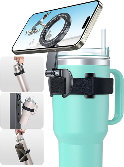 eSamcore for Stanley Cup Magnetic Phone Holder for Magsafe, Foldable Water Bottle Accessories Cellphone Stand Fit for iPhone, Universal Mount for Stanley 20/30/ 40 oz, Yeti Tumbler, Gym, Stroller