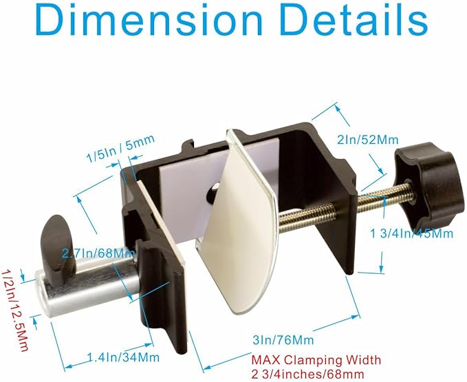 Replacement Heavy Duty C Clamp for 1/2” Base Magnifying Lamp,Desk Lamp,Swing Arm Lamp,Phone I pad Mount,Tablet Mic Holder,Table Mount Clamp for Microphone Stand Mic Boom Arm (G1 BLACK)