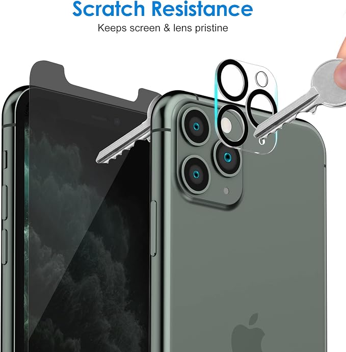 JETech Privacy Screen Protector for iPhone 11 Pro Max 6.5-Inch with Camera Lens Protector, Anti Spy Tempered Glass Film, 2-Pack Each