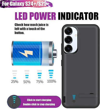 Sitong Battery Case for Samsung Galaxy S25+/ S25 Plus/ S24+/ S24 Plus, 5000mAh Rechargeable Extended Battery Charging Charger Case, Add 100% Extra Juice (6.7 Inches) Black