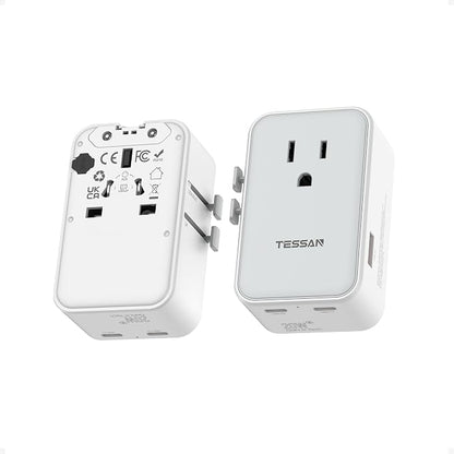TESSAN Ultra Slim Universal Travel Adapter, International Power Plug | 20W, 2 USB-C 1 USB-A, US to European UK Spain Italy England New Zealand, Type C G A I