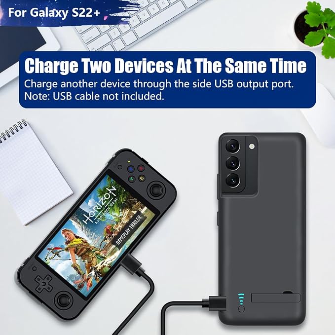 Battery Case for Samsung Galaxy S22+, 5000mAh Rechargeable Extended Battery Charging Charger Case, Add 100% Extra Juice (6.6 Inches) Black