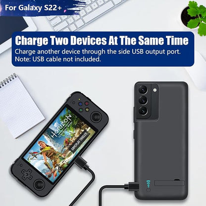 Battery Case for Samsung Galaxy S22+, 5000mAh Rechargeable Extended Battery Charging Charger Case, Add 100% Extra Juice (6.6 Inches) Black