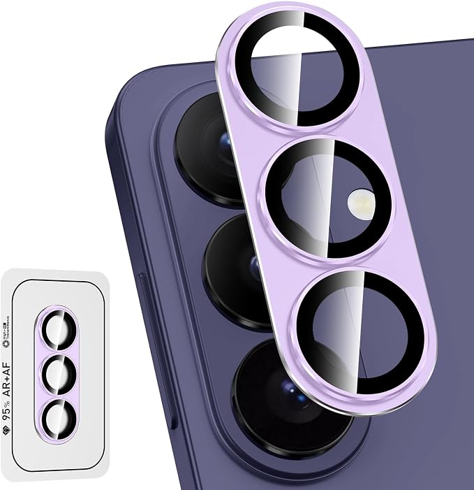 for Samsung Galaxy S26 Plus Camera Lens Protector, Electroplated Matte Back with 9H Tempered Glass Lens Protector, [Strong Adsorption] [Case-Friendly] Metal Ring HD Clear Lens Cover, Purple