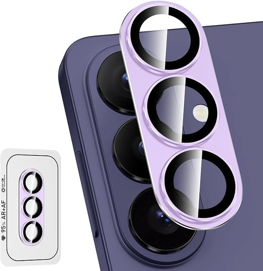 for Samsung Galaxy S26 Plus Camera Lens Protector, Electroplated Matte Back with 9H Tempered Glass Lens Protector, [Strong Adsorption] [Case-Friendly] Metal Ring HD Clear Lens Cover, Purple