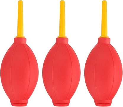 PATIKIL Soft Tip Air Blower Dust Blaster, 3 Pcs Rubber Bulb Air Pump Dust Blower Cleaner Cameras Lens Cleaning Tool with Long Nozzle for Camera Lens Computer Keyboard, Red/Yellow