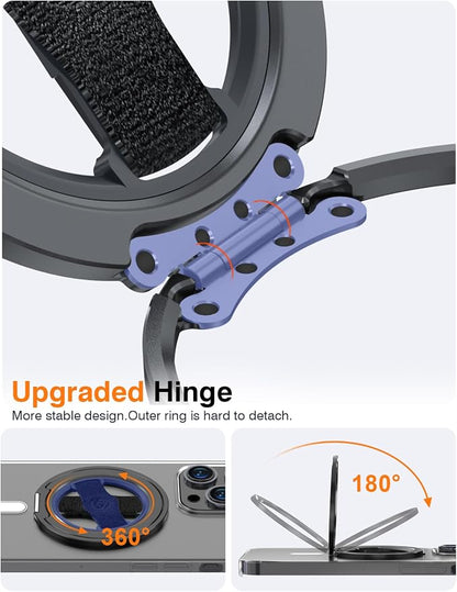 Airloop Pro for MagSafe Phone Grip Stand with Finger Strap - [Upgrade Secure Hinge] 360° Rotation Removable Magnetic Ring Holder Kickstand Loop for iPhone 17, 16, 15, 14, 13, 12 Series