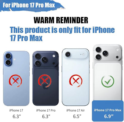 Battery Case for iPhone 17 Pro Max, 6000mAh Rechargeable Extended Battery Charging/Charger Case, Add 100% Extra Juice (6.9 Inches) Black