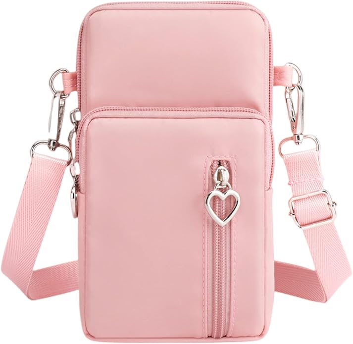 JUMISEE 3-Layers Crossbody Bag Cellphone Pouch Armband Wallet Nylon Smartphone Purse