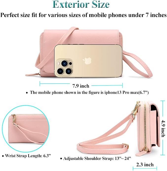Peacocktion Crossbody Bags for Women RFID Wristlet Wallets Travel Vegan Leather Small Clutch Purses with Phone Pocket Zipper